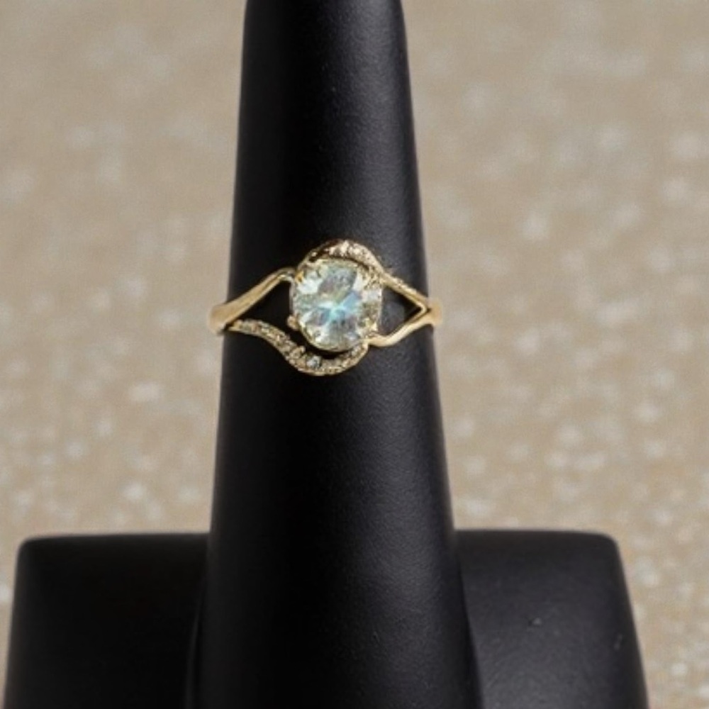 Moissanite and  Sterling Silver Ring